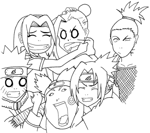 Naruto Squad 7 And 10 Coloring Page